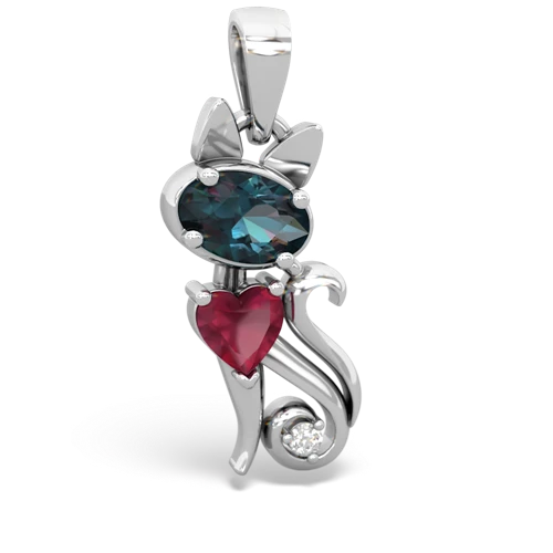 alexandrite-ruby kitten pendant