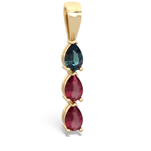 alexandrite-ruby three stone pendant