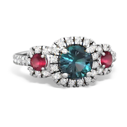 alexandrite-ruby three stone regal ring