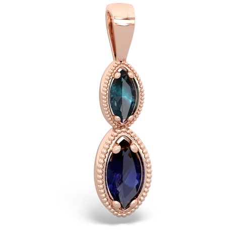 alexandrite-sapphire antique milgrain pendant