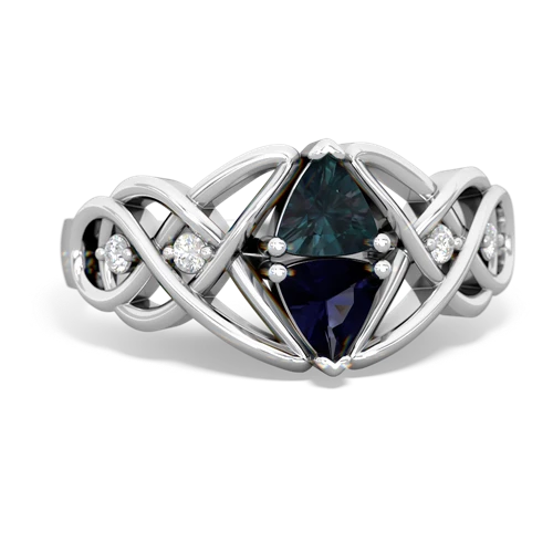 alexandrite-sapphire celtic knot ring