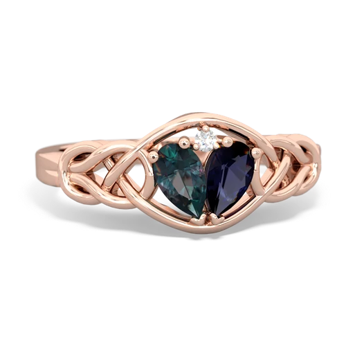 alexandrite-sapphire celtic knot ring