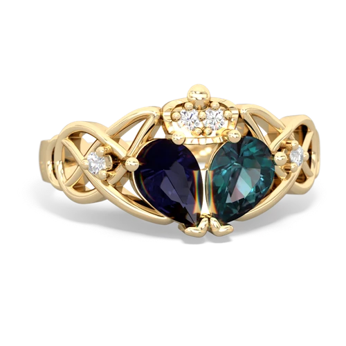 alexandrite-sapphire claddagh ring