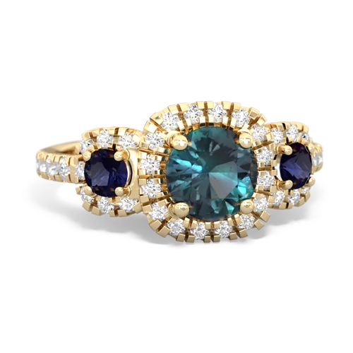 alexandrite-sapphire three stone regal ring