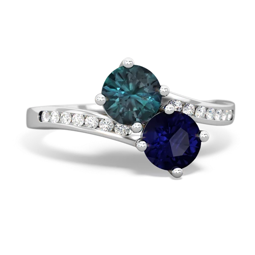 alexandrite-sapphire two stone channel ring