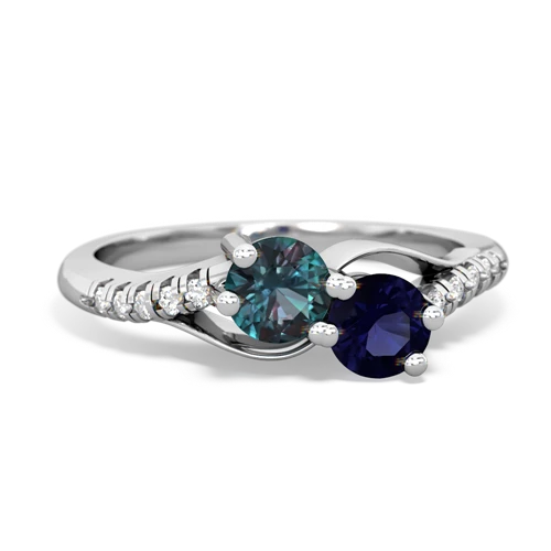 alexandrite-sapphire two stone infinity ring