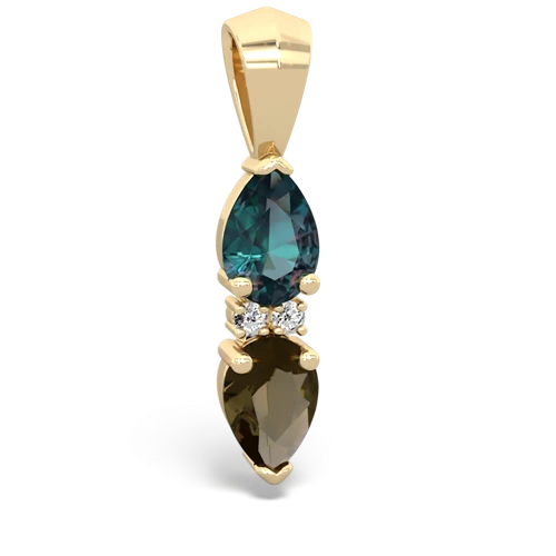 alexandrite-smoky quartz bowtie pendant