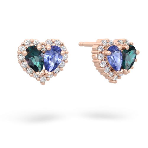 alexandrite-tanzanite halo-heart earrings