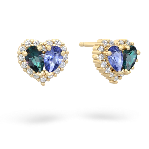 alexandrite-tanzanite halo-heart earrings