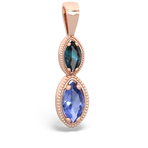 alexandrite-tanzanite antique milgrain pendant