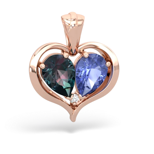 alexandrite-tanzanite half heart whole pendant