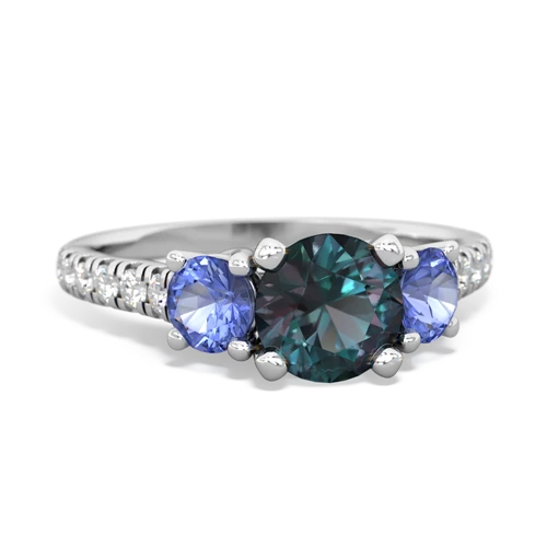 alexandrite-tanzanite trellis pave ring