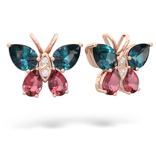 alexandrite-tourmaline butterfly earrings