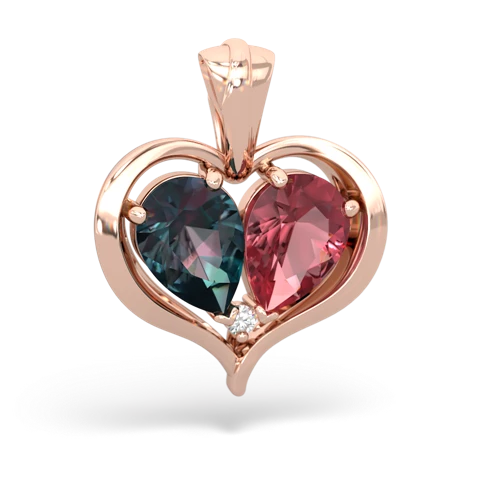 alexandrite-tourmaline half heart whole pendant