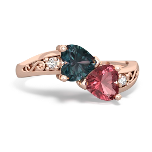 alexandrite-tourmaline filligree ring