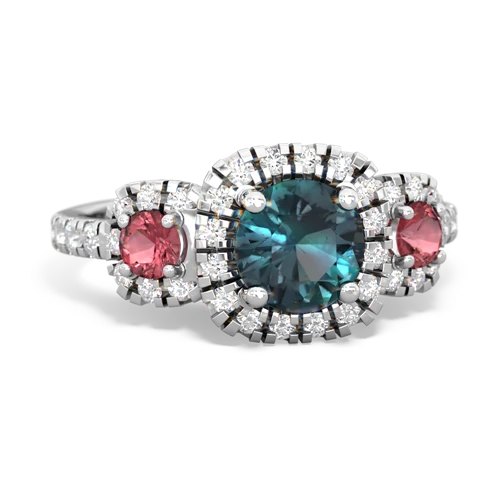 alexandrite-tourmaline three stone regal ring