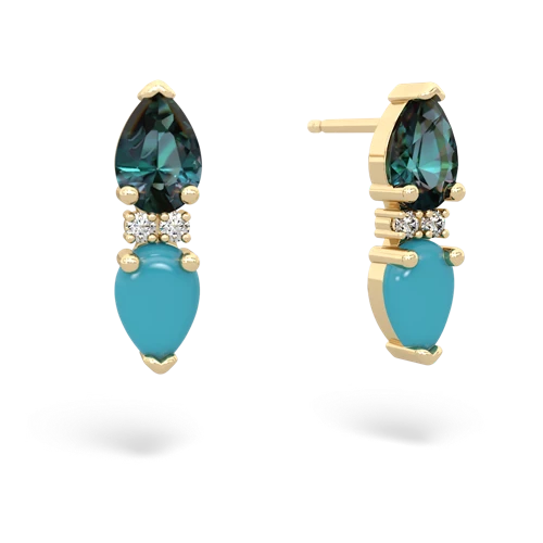 alexandrite-turquoise bowtie earrings