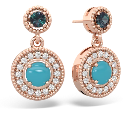 alexandrite-turquoise halo earrings