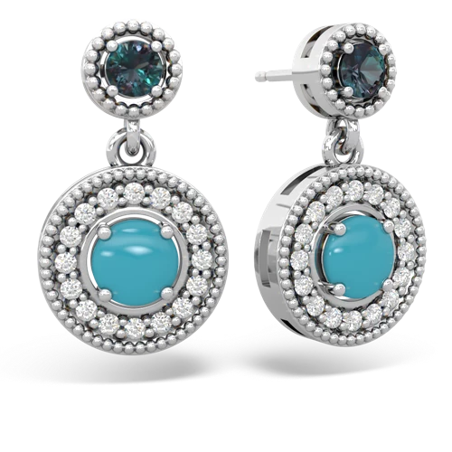 alexandrite-turquoise halo earrings