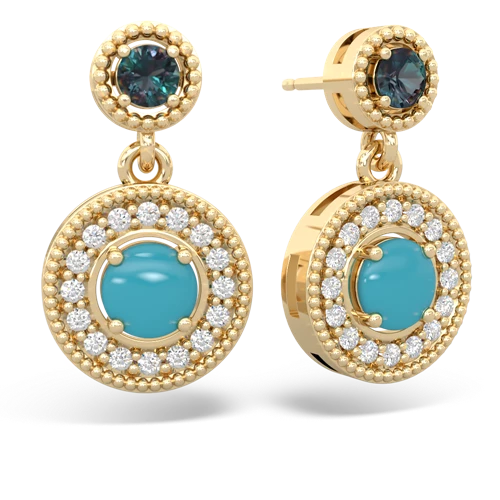 alexandrite-turquoise halo earrings