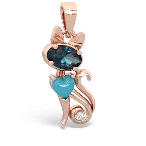 alexandrite-turquoise kitten pendant