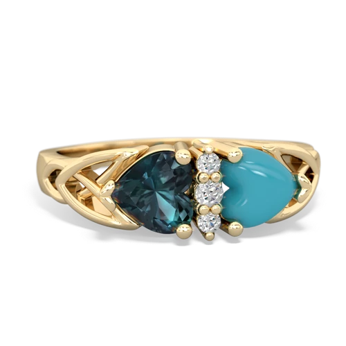 alexandrite-turquoise celtic ring