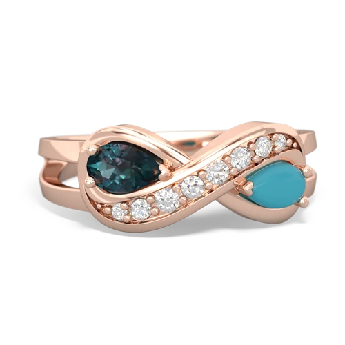 alexandrite-turquoise diamond infinity ring