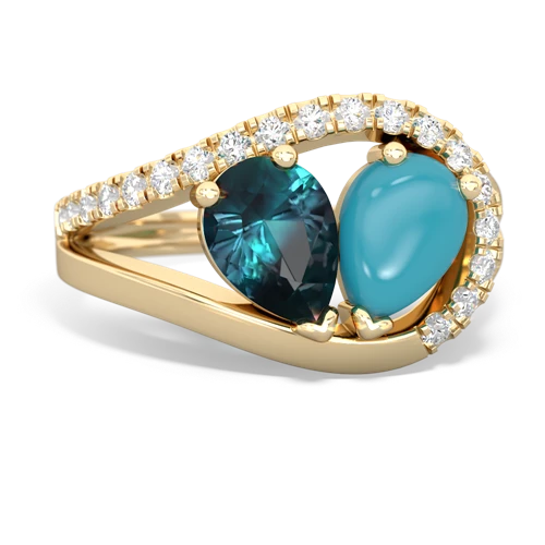 alexandrite-turquoise pave heart ring