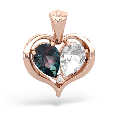 alexandrite-white topaz half heart whole pendant