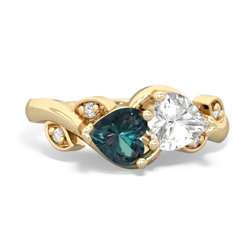 alexandrite-white topaz floral keepsake ring