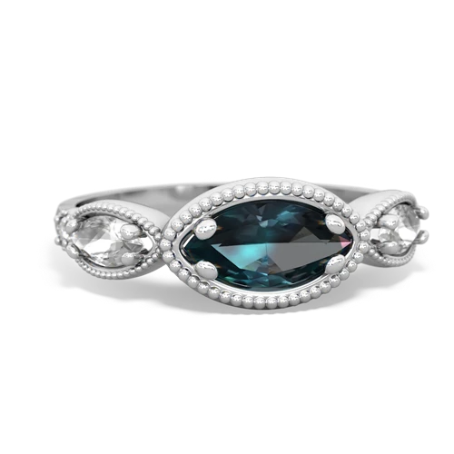 alexandrite-white topaz milgrain marquise ring