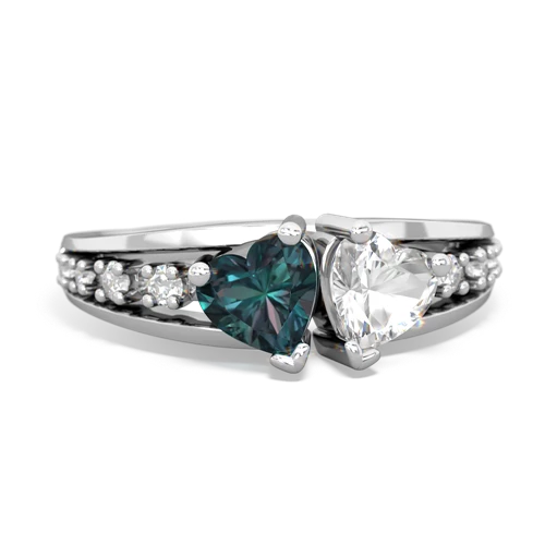 alexandrite-white topaz modern ring