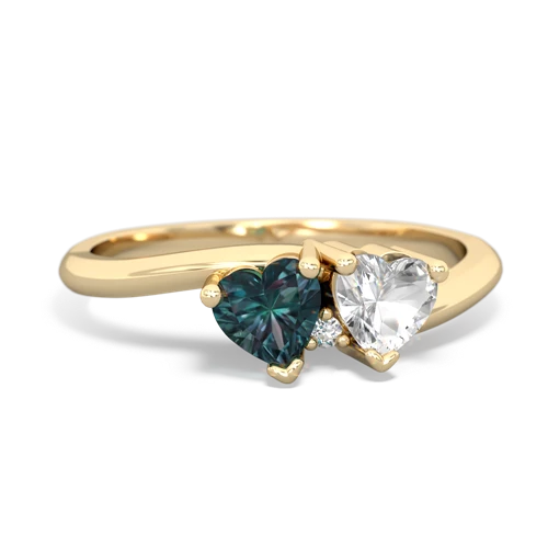 alexandrite-white topaz sweethearts promise ring