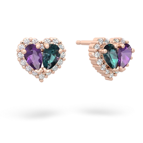 amethyst-alexandrite halo-heart earrings
