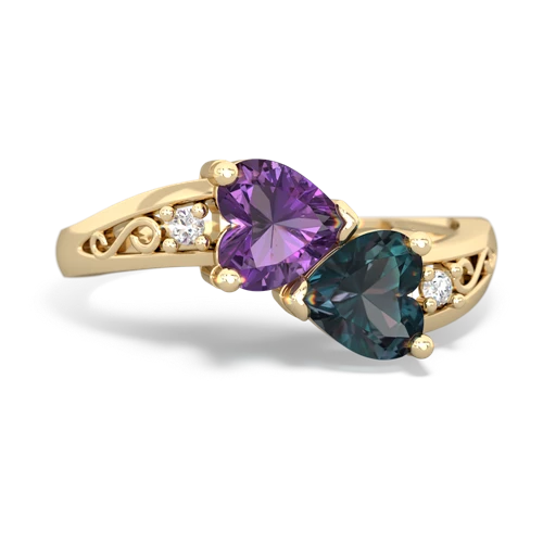 amethyst-alexandrite filligree ring