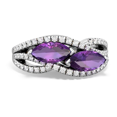 amethyst-amethyst double heart ring