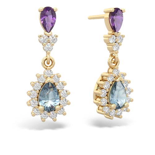 amethyst-aquamarine dangle earrings