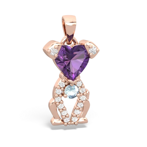 amethyst-aquamarine birthstone puppy pendant