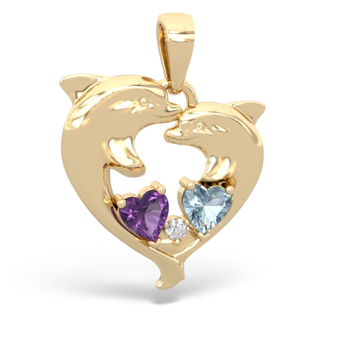 amethyst-aquamarine dolphins pendant