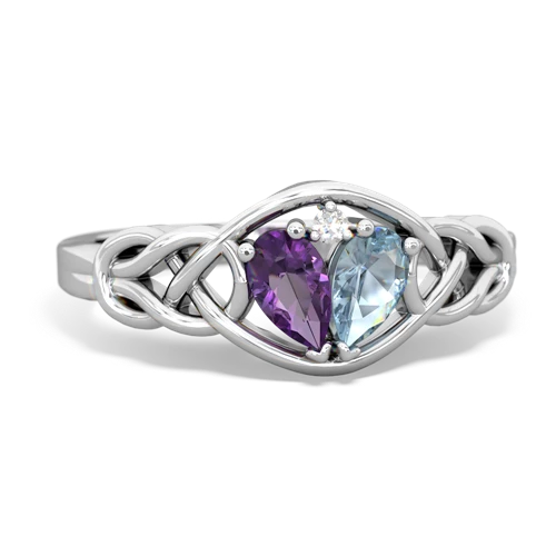 amethyst-aquamarine celtic knot ring