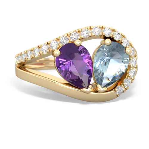 amethyst-aquamarine pave heart ring