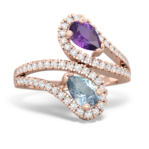 amethyst-aquamarine pave swirls ring