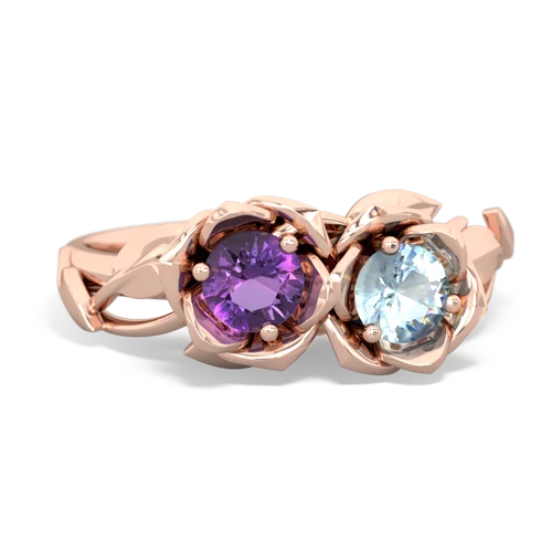 amethyst-aquamarine roses ring