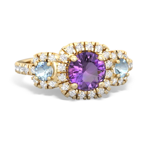 amethyst-aquamarine three stone regal ring