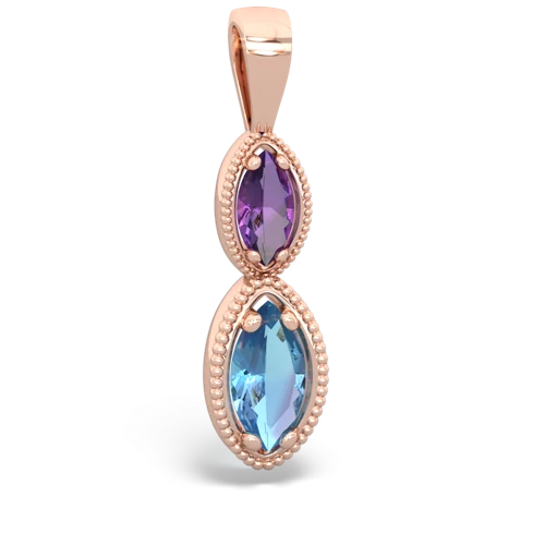 amethyst-blue topaz antique milgrain pendant