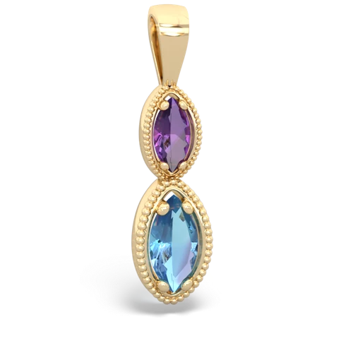 amethyst-blue topaz antique milgrain pendant