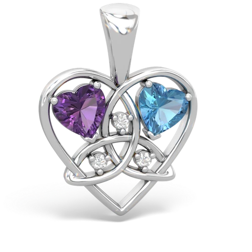 amethyst-blue topaz celtic heart pendant