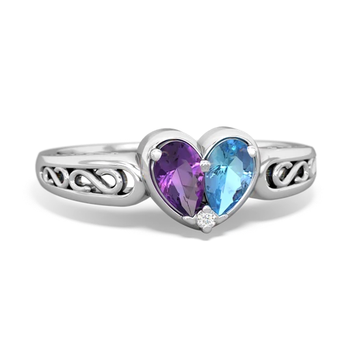 amethyst-blue topaz filligree ring