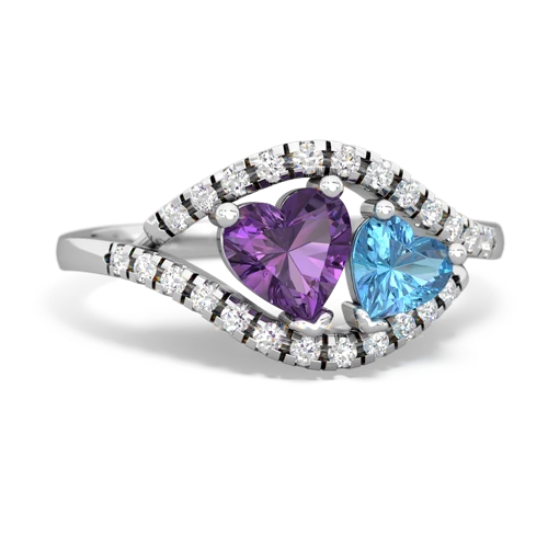 amethyst-blue topaz mother child ring