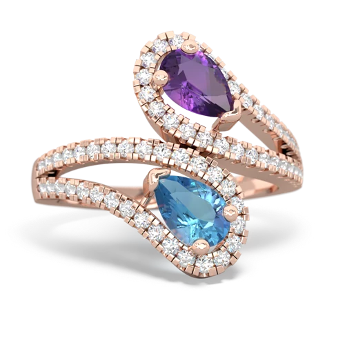 amethyst-blue topaz pave swirls ring